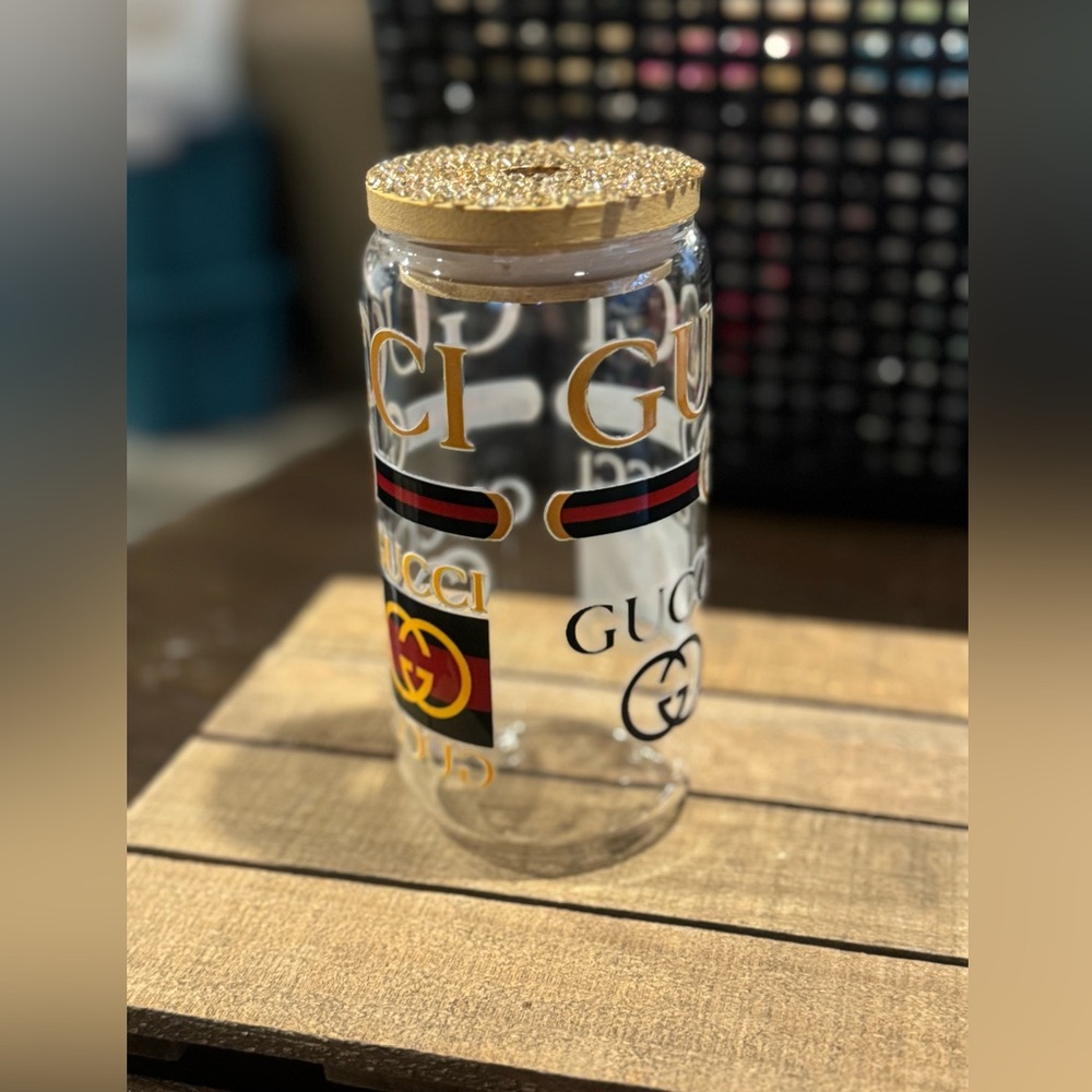 Gucci Glass cup with Gold Glitter Top - Picture 3 of 4